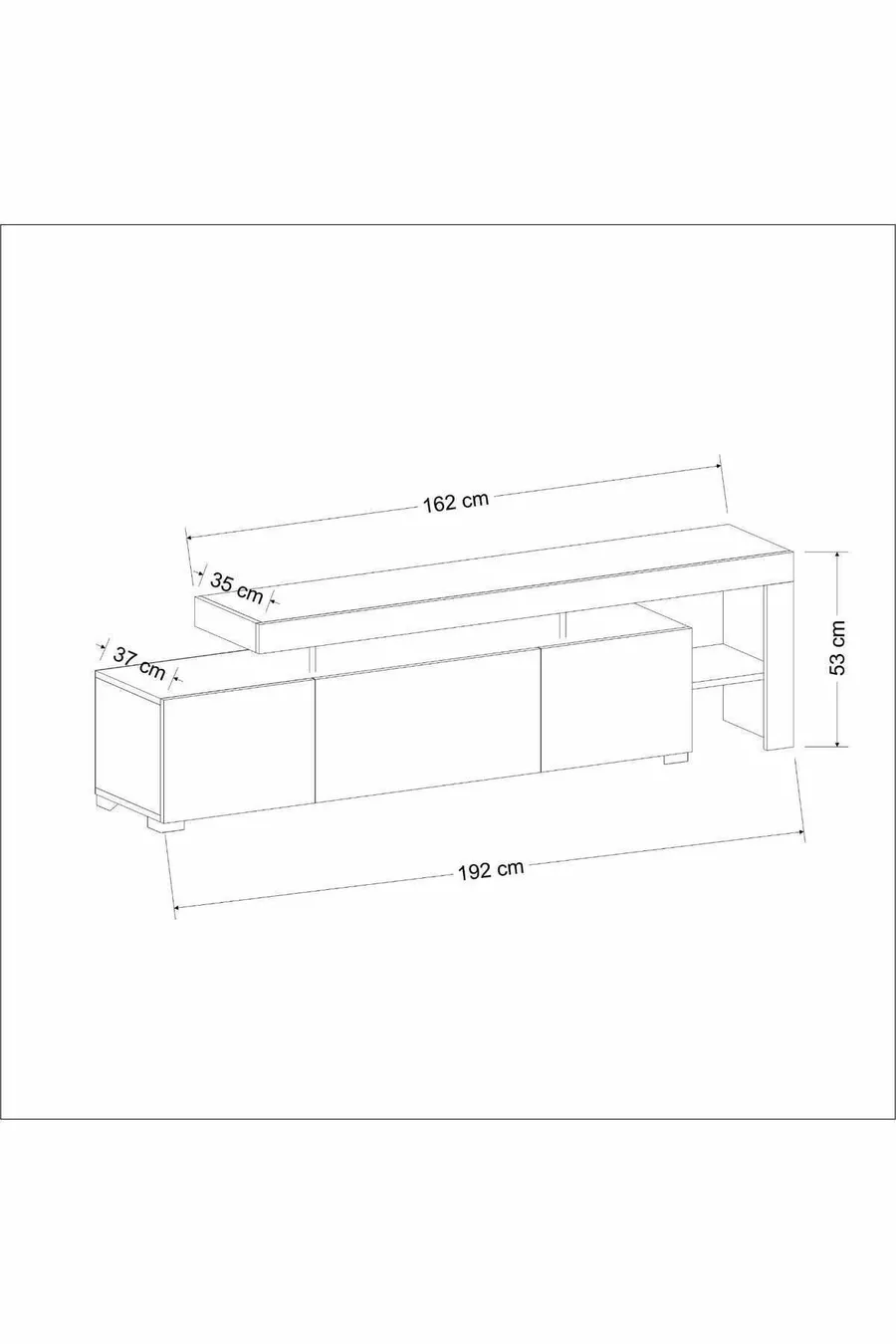 Meuble TV Beliz moderne à LED avec 3 portes et étagères –  cm - Motif travertin