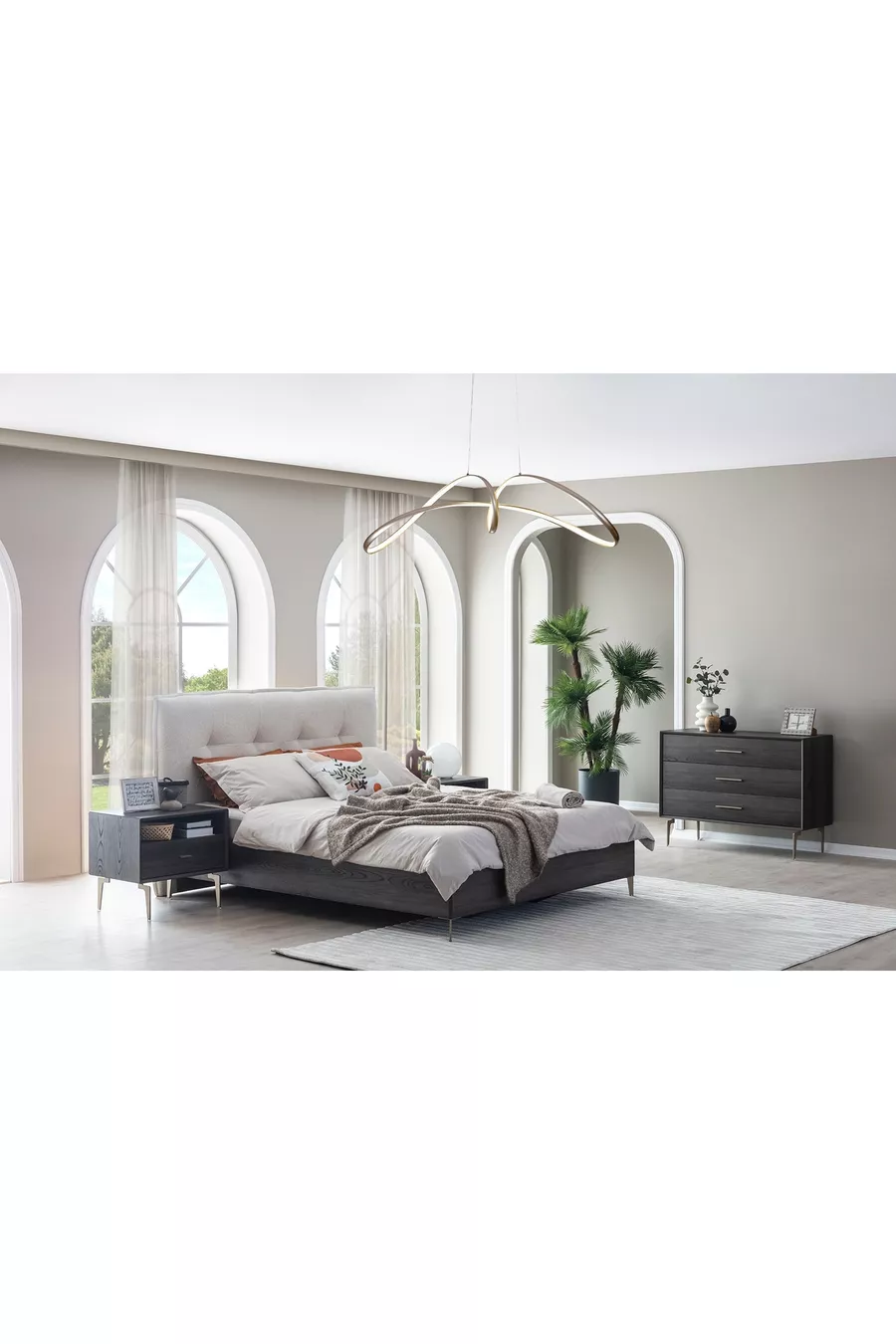 ENSEMBLE DE CHAMBRE PANDOR NOX, NOYER FONCÉ