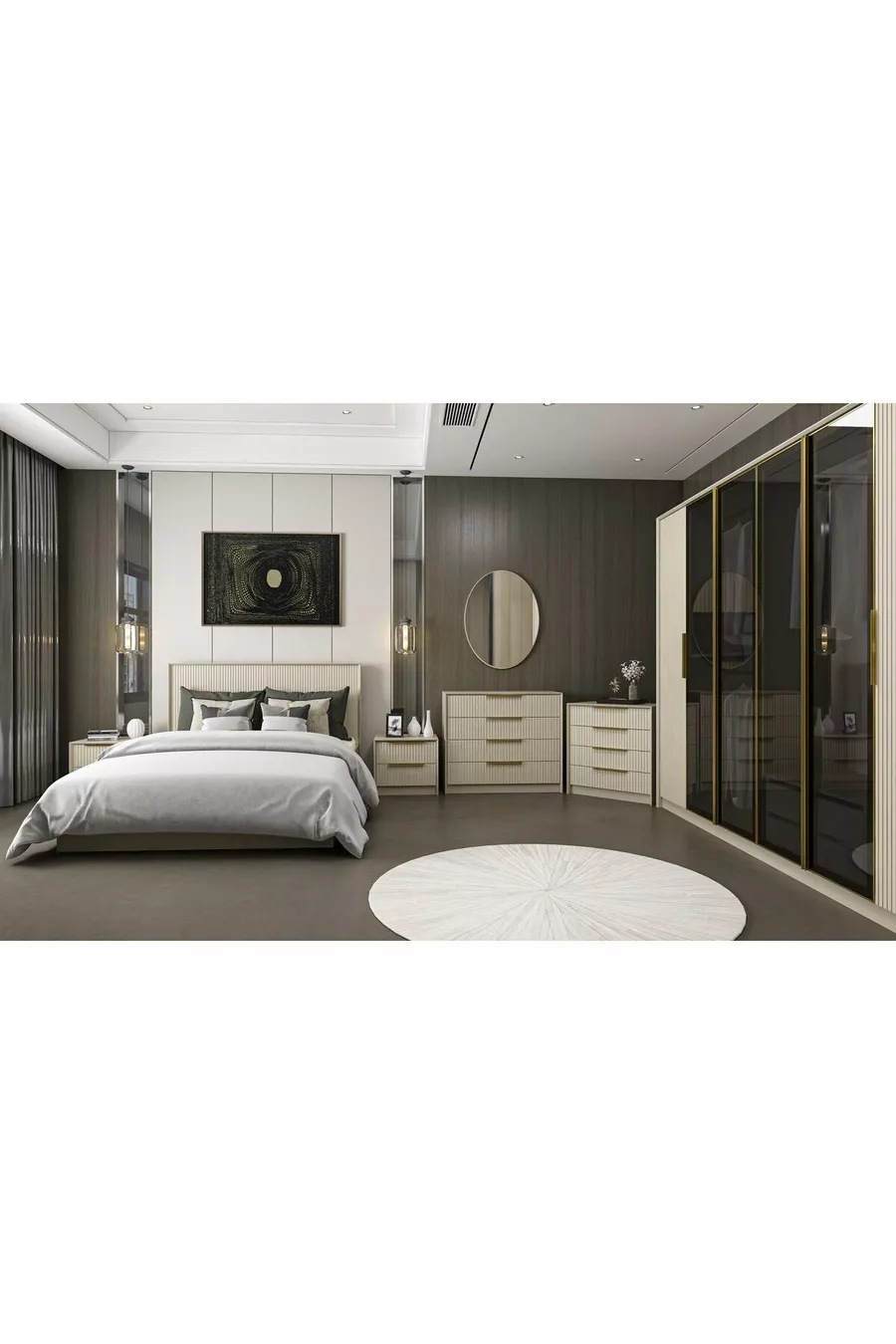 Ensemble de chambre à coucher Kale Luxe - grès - Set 2