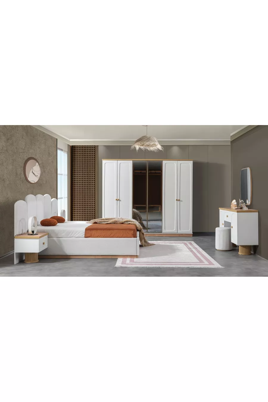 Ensemble de chambre à coucher Diego Commode et Miroir