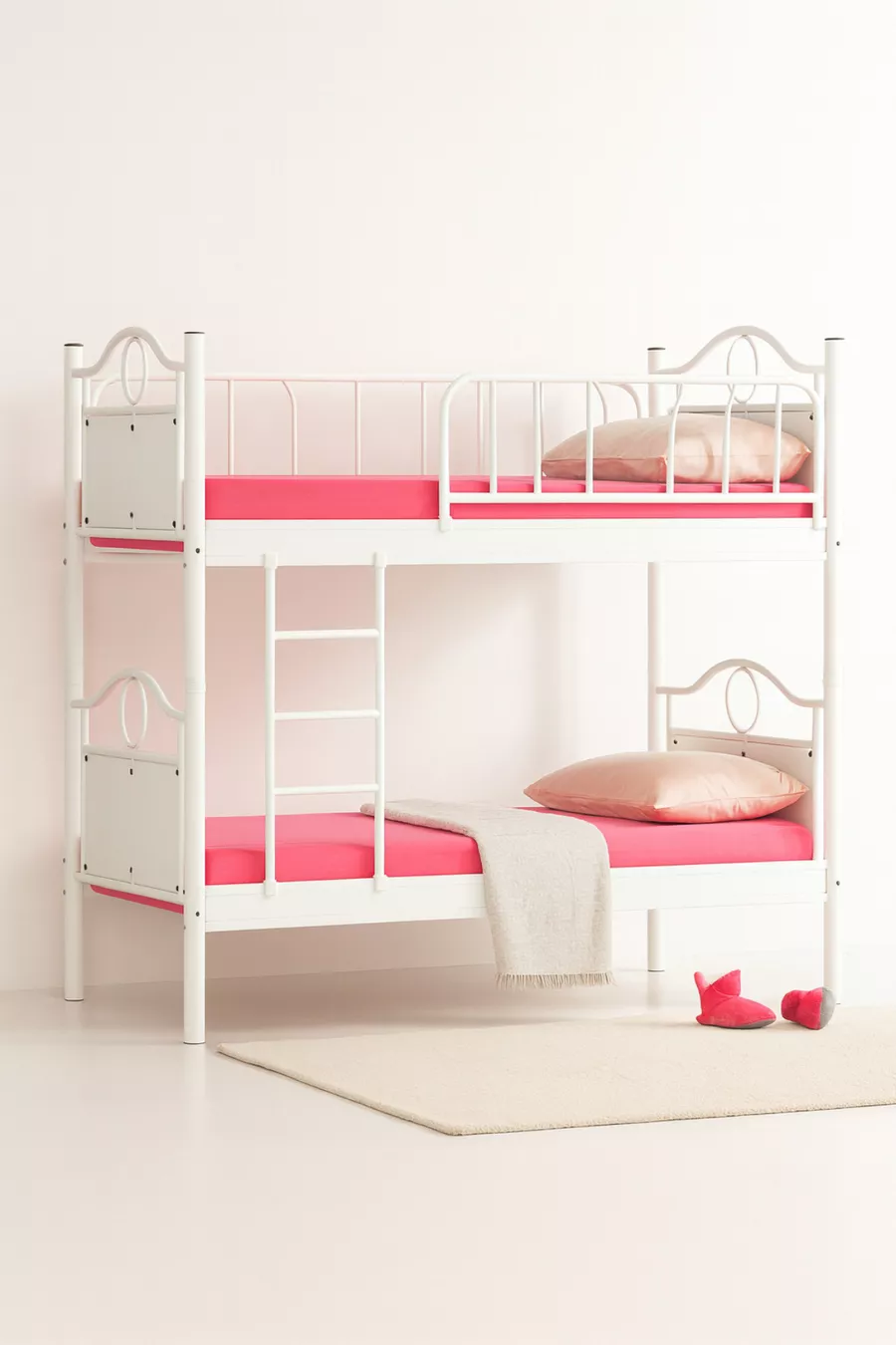 Chambre d'enfant Zümrüt Lit superposé et lit simple en métal Blanc