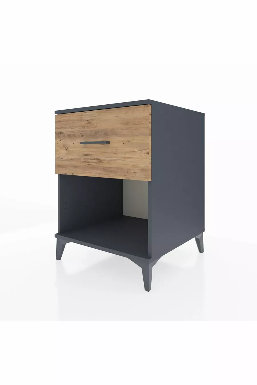 Chevet Kronos avec un tiroir unique Anthracite-Pin