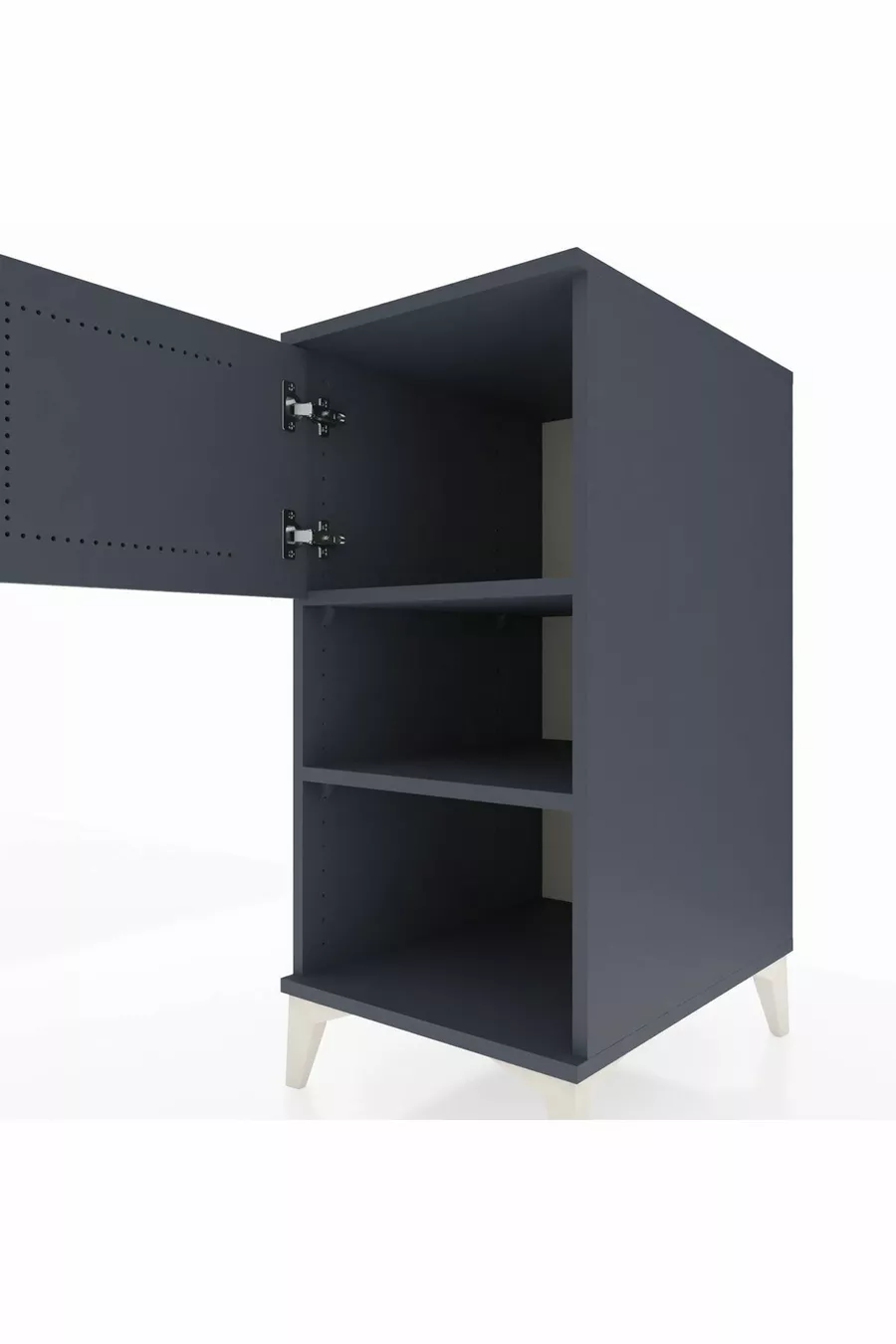 Table de chevet Kronos à 2 étagères avec 1 porte Anthracite-Anthracite