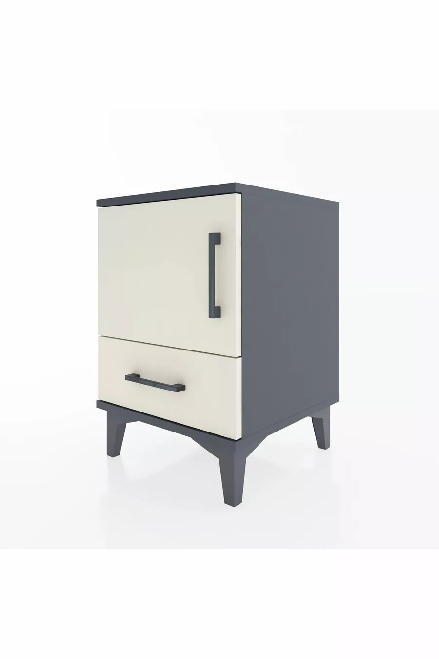 Commode Hyperion avec une étagère, un tiroir et une porte, Anthracite-Pierre de lune