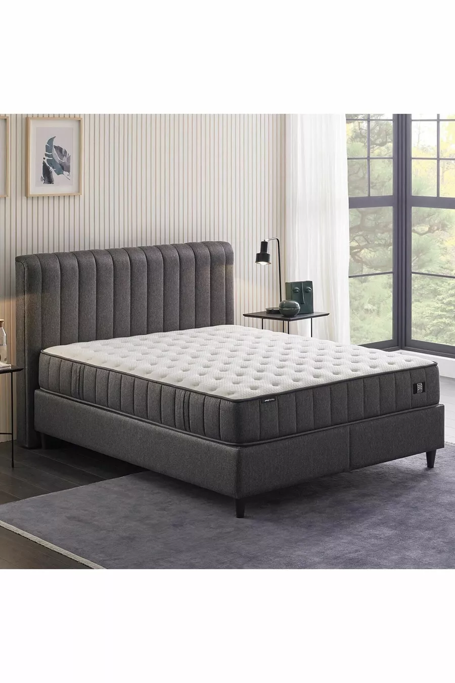 Lit Ionic Energy Pro - Base Lento - Ensemble Tête de Lit Somni 3 pièces - Noir
