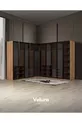 Ensemble de chambre à coucher İzgi (Armoire d'angle avec porte en verre + Commode + Table de chevet + Lit)