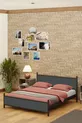 Gm Lit Double Moderne Bois et Métal Noir Anthracite Gris