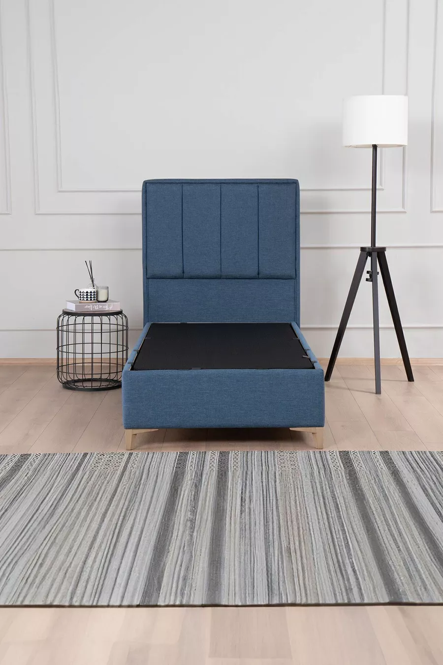 Ensemble tête de lit et sommier coffre Gold Therapy Bleu (LIT NON INCLUS)