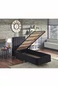 Ensemble Lit Niron Piano Lite Simple avec Sommier et Tête de Lit - Tissu Noir, Sommier et Tête de Lit en Métal