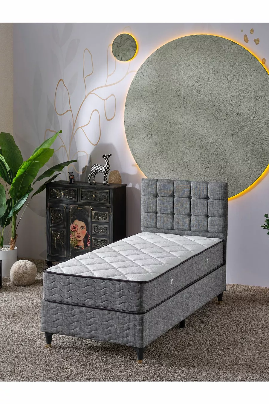 Ensemble Bengü pour une personne 3 pièces Lit + Sommier + Tête de lit