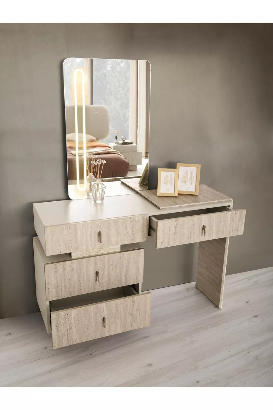 ENSEMBLE DE CHAMBRE À COUCHER KAPADOKYA AVEC MDF ET LED