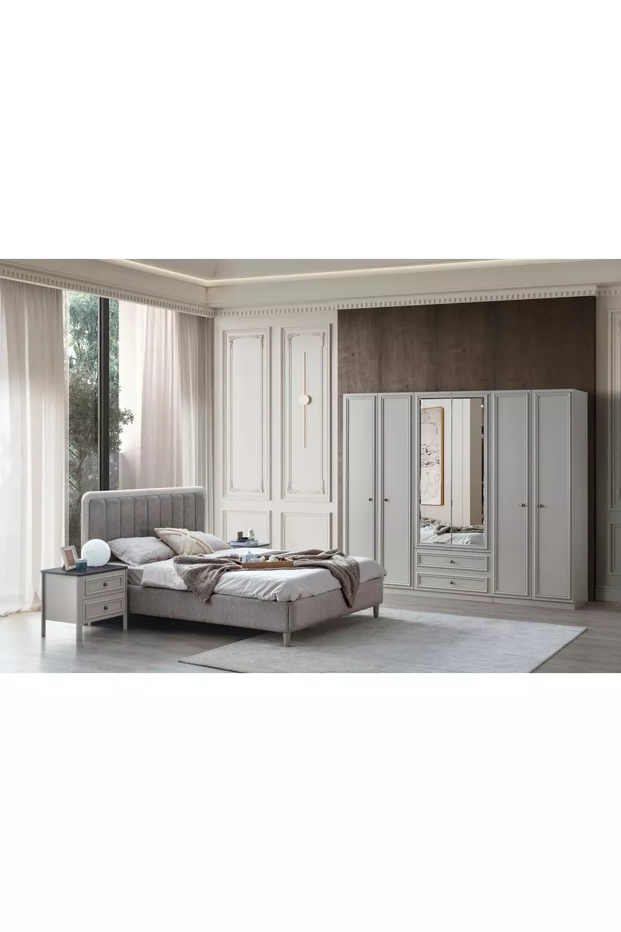 ENSEMBLE DE CHAMBRE À COUCHER NORRE, 6 PORTES