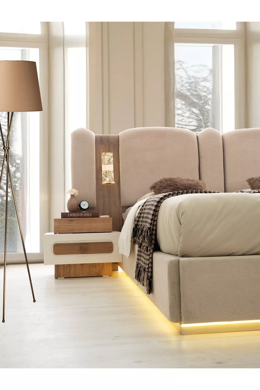 ENSEMBLE DE CHAMBRE À COUCHER LED SUR SOCLE MDF AVEC DÔME
