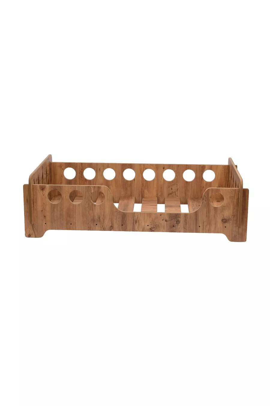 Lit Montessori en Noyer, MDF Noyer, Lit pour Enfant Sécurisé avec Détails en Bois