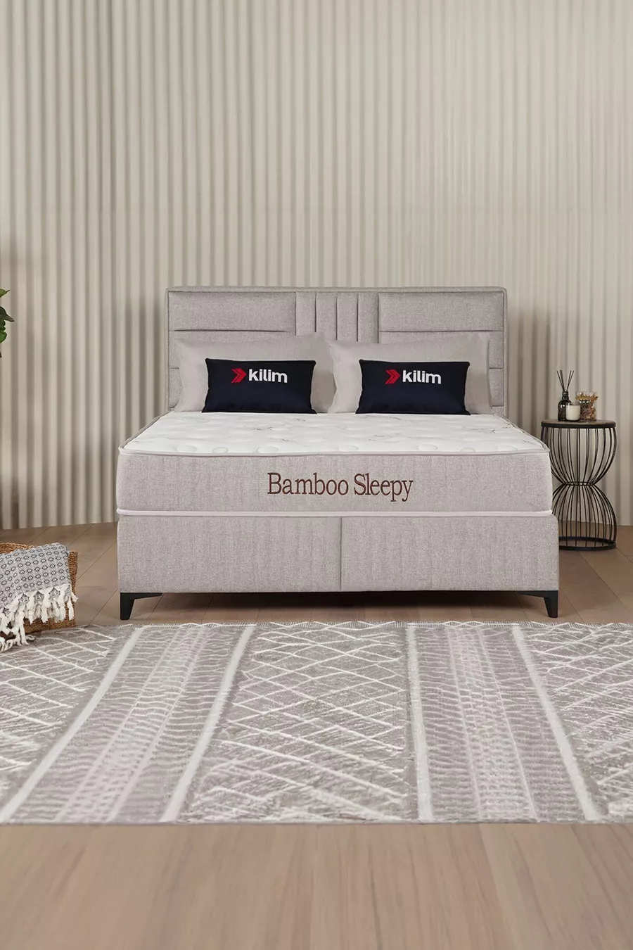 Ensemble tête de lit et coffre Bamboo Sleepy Beige (LIT NON INCLUS)