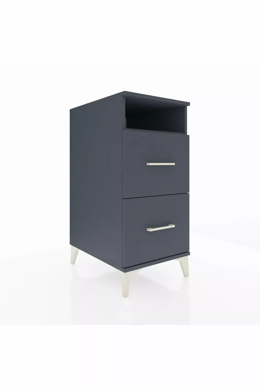 Table de chevet Kronos avec une étagère et 2 tiroirs Anthracite-Anthracite