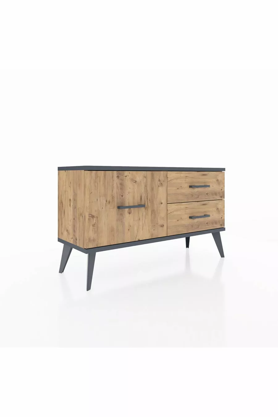 Commode Arges 3 tiroirs Pin-Anthracite/Pin