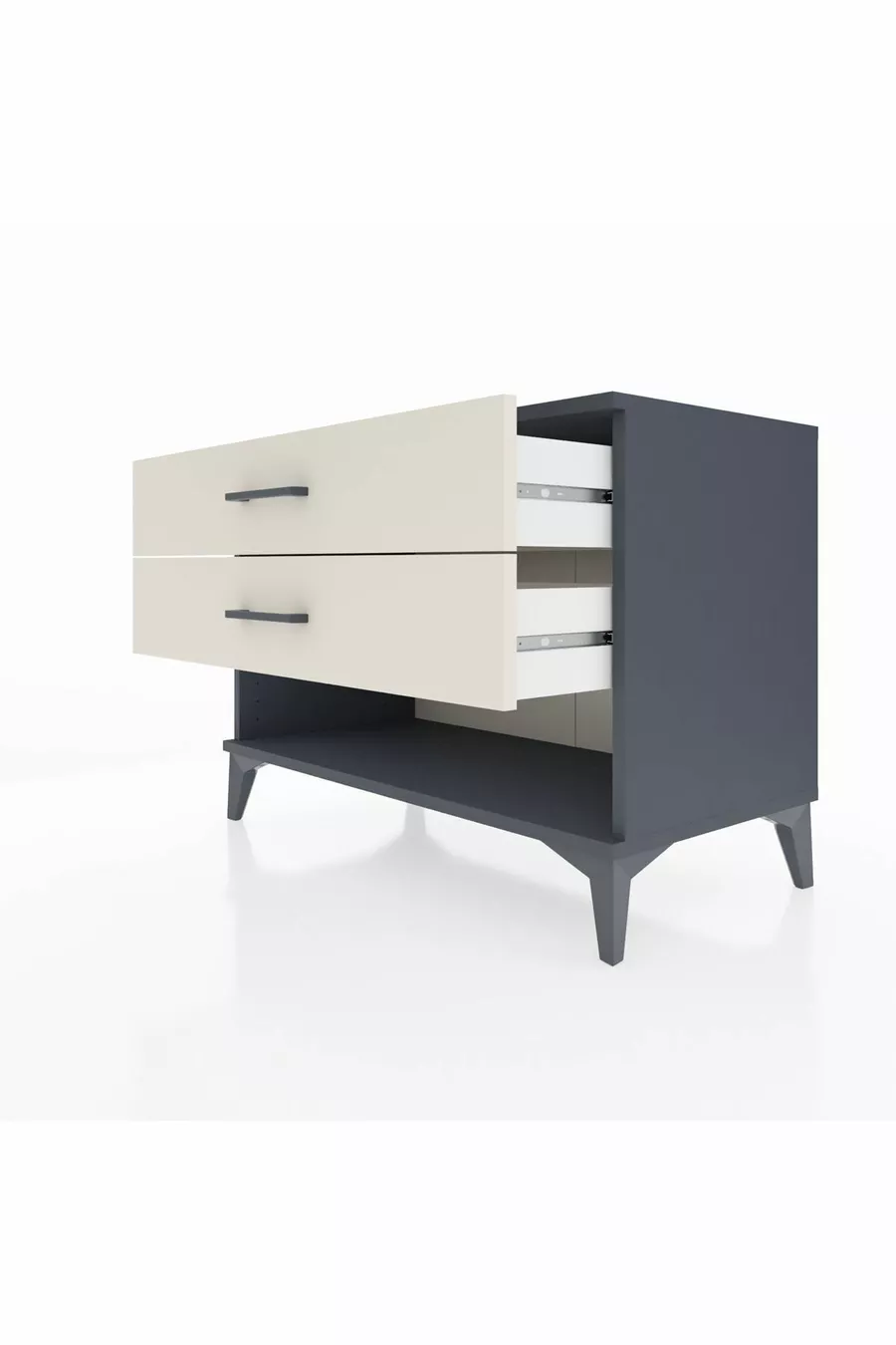 Commode Hyperion 2 tiroirs Anthracite-Pierres de lune