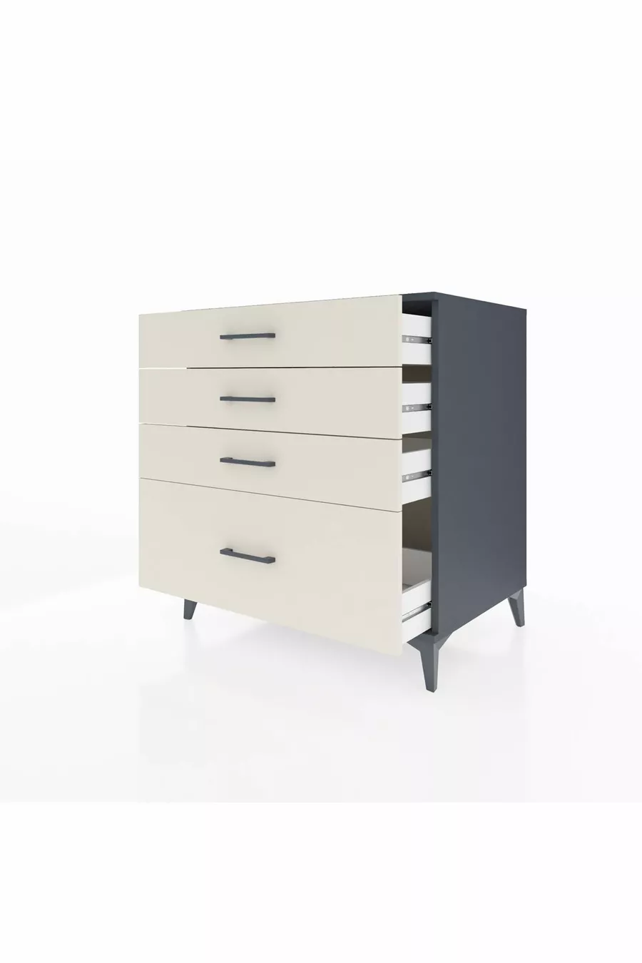 Commode Kronos 4 tiroirs Anthracite-Pierre de lune