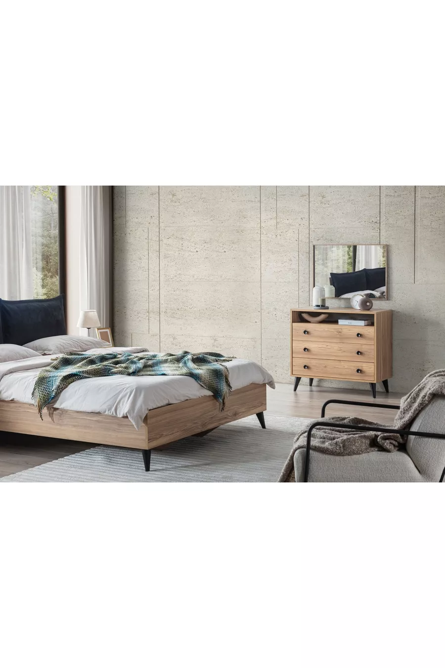 ENSEMBLE DE CHAMBRE ETI, 4 PORTES, AVEC TIROIRS