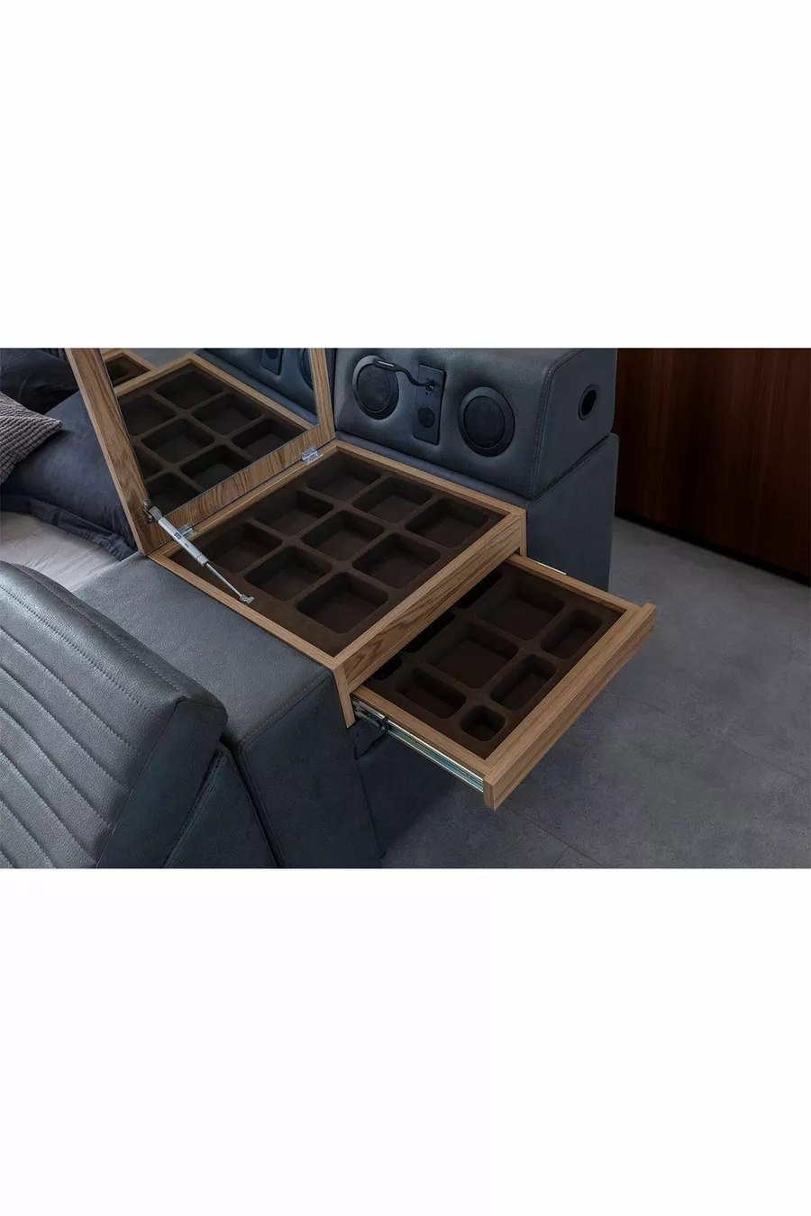 Lit intelligent avec massage et modules Sunshine TV, anthracite
