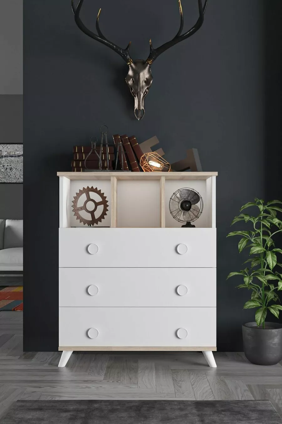 Commode blanche Babil à 3 tiroirs