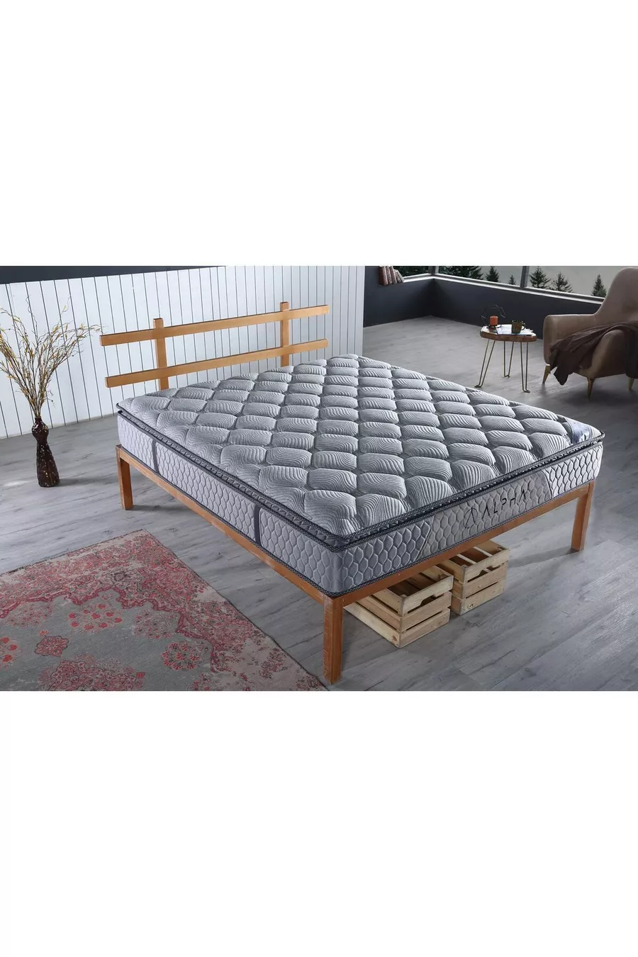 Matelas Alpha Super Luxe Orthopédique avec Coussin et Matelas Confort à Ressorts Ensachés
