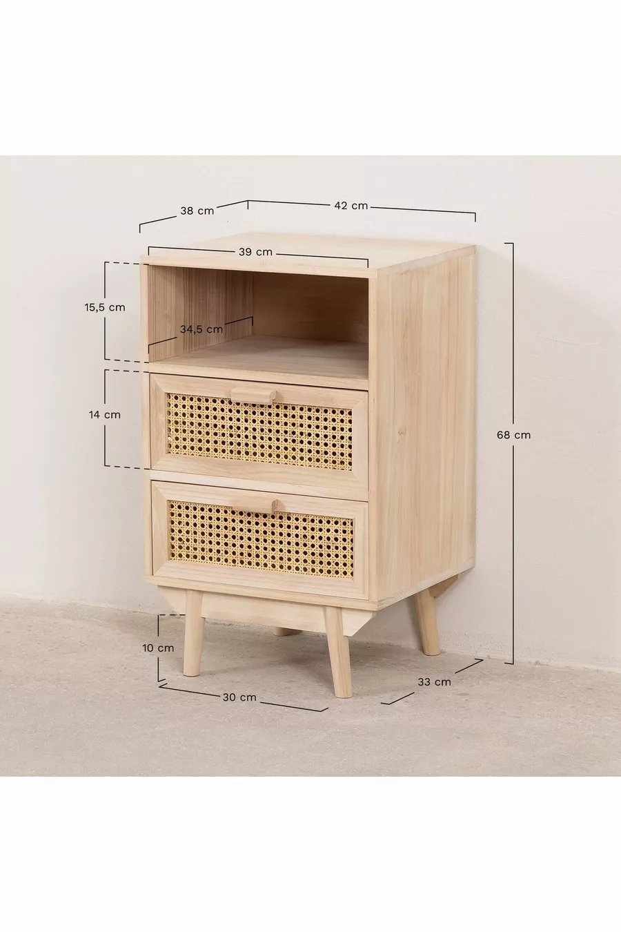 Table de chevet en bois double tiroir