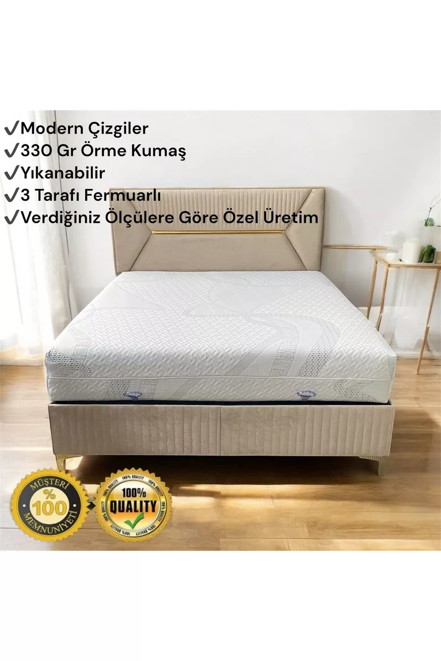 Suwen Protège-matelas & Matelas, Housse de lit zippée, Housse de lit lavable (FABRICATION SUR MESURE DISPONIBLE)