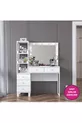 Rani Coiffeuse Miroir avec Lumières de Hollywood, 5 Tiroirs avec Étagère, Organisateur de Bijoux, Blanc