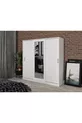 Armoire blanche Samira en MDF avec portes coulissantes et miroir, 3 portes