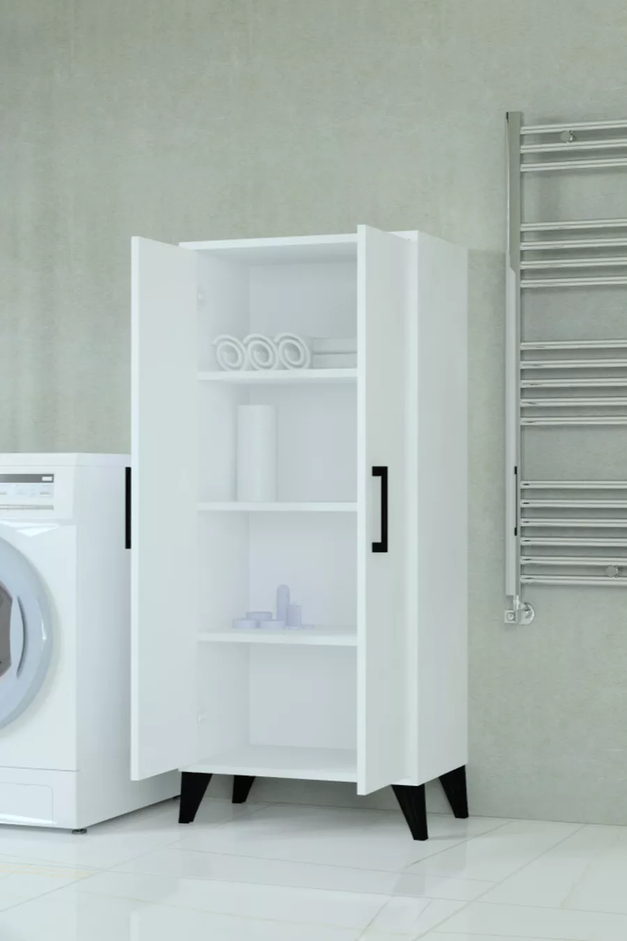 Armoire à deux portes et quatre étagères de  cm