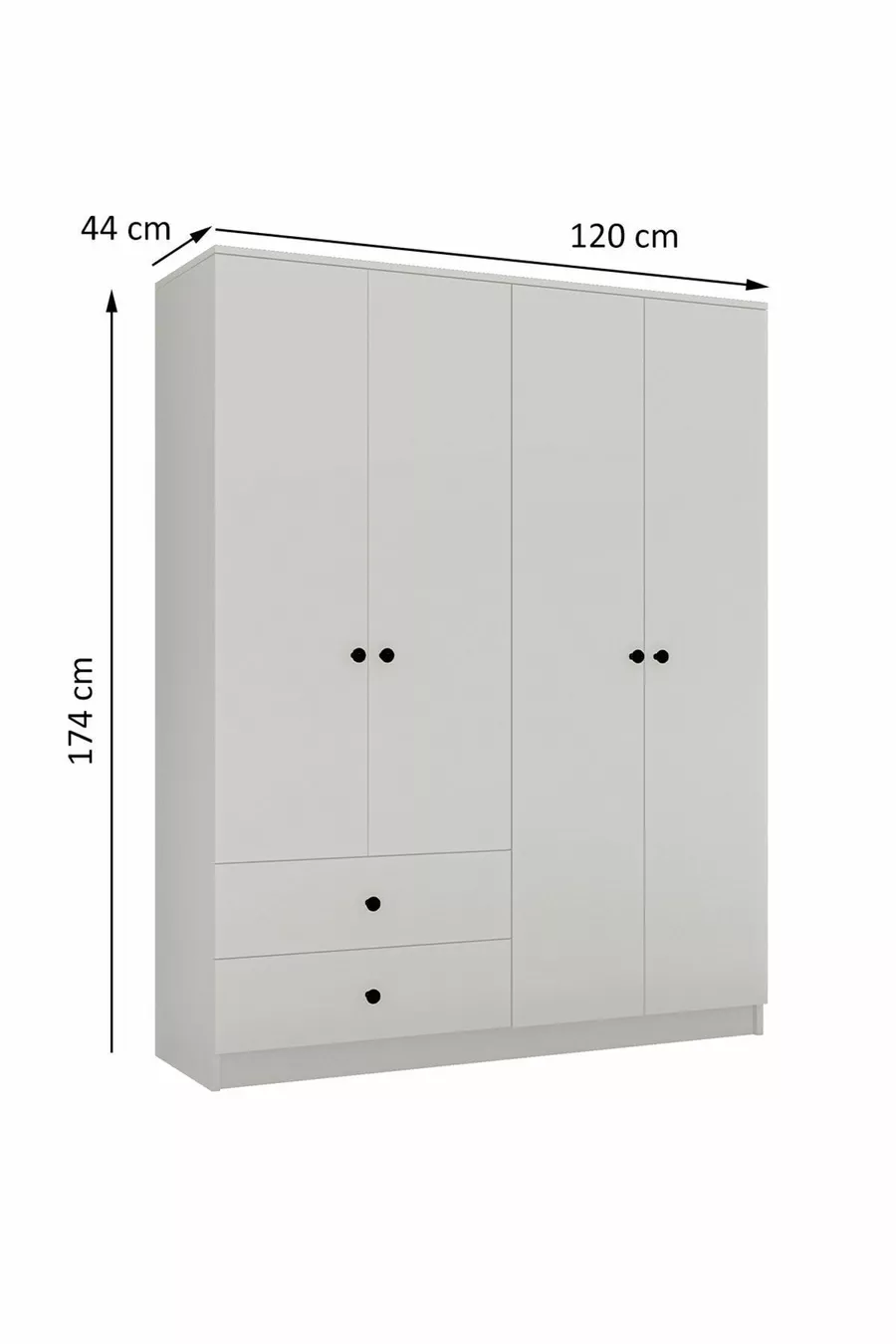 Gm  Novado Armoire 4 Portes 2 Tiroirs avec Poignées Bouton