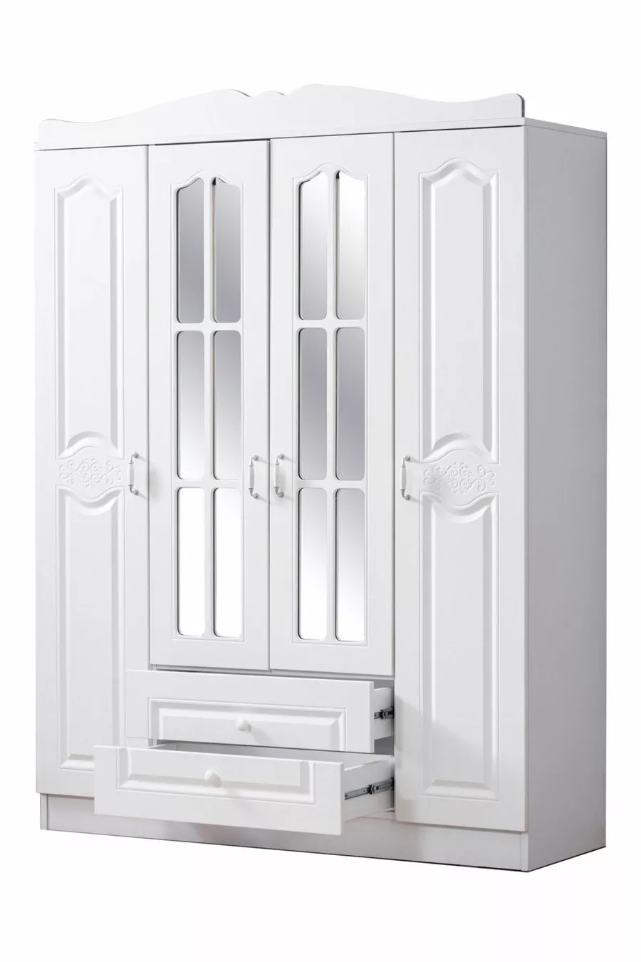Armoire, Armoire à 4 portes MDF Country Nord, Blanche