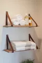 Tête de lit en cuir avec sangles + ensemble de 2 étagères murales pour chambre à coucher