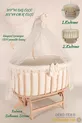 Berceau Amedan Beige avec Parure de Lit en Dentelle Française en Bois Massif