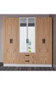 Valeria Armoire 6 Portes 2 Tiroirs Grande Armoire & Armoire à Miroir Pin Atlantique & Blanc