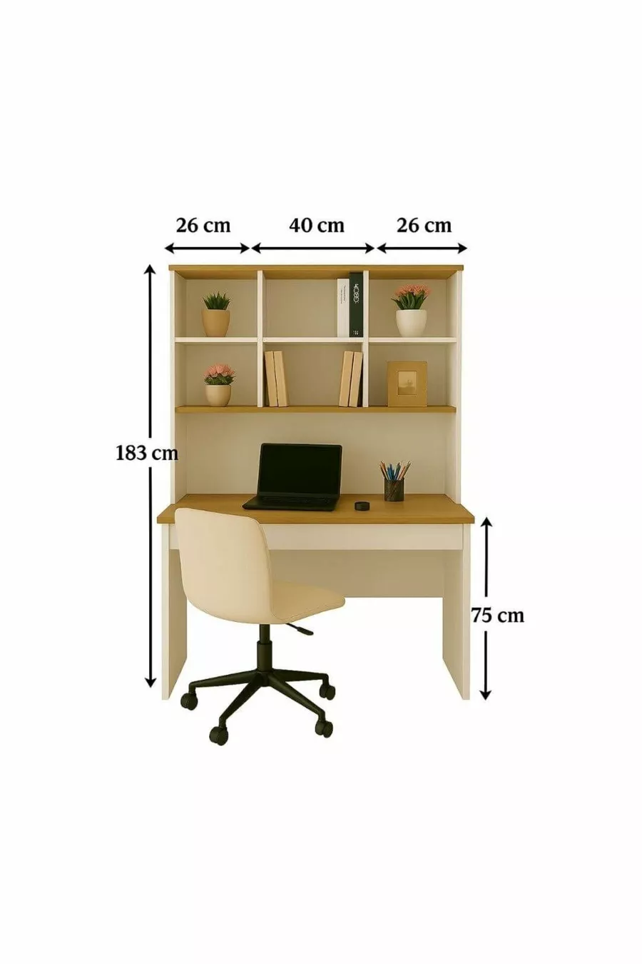 Bureau pour chambre d'adolescent Arion Nouvelle Génération | 100% MDF | Ergonomique | Modèle avec étagère et portes