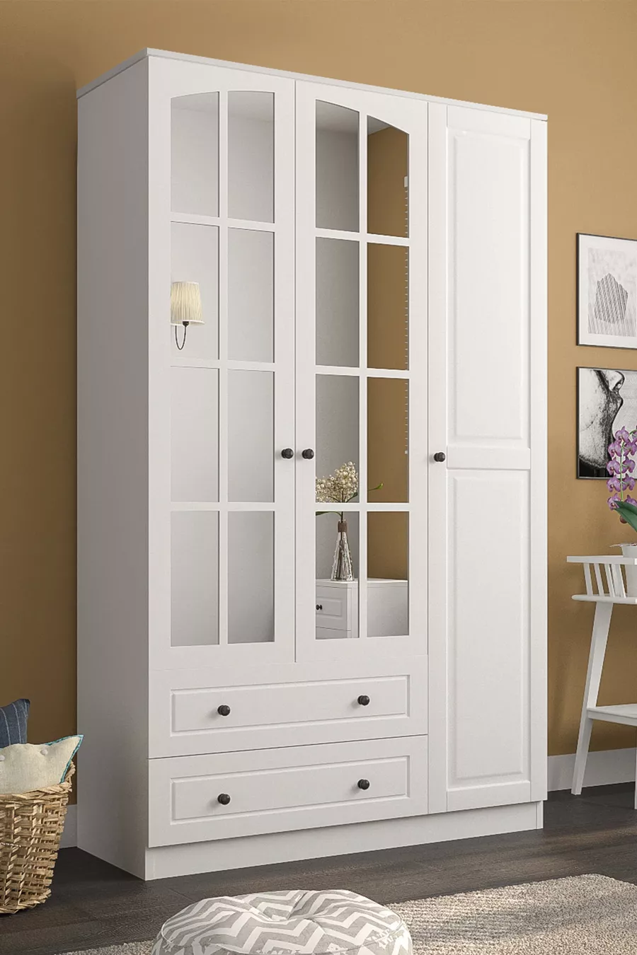 Armoire Beyza Country 3 portes 2 tiroirs