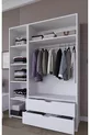 Armoire à vêtements Duru Mat Blanc à 3 portes et 2 tiroirs - Ensemble de garde-robe
