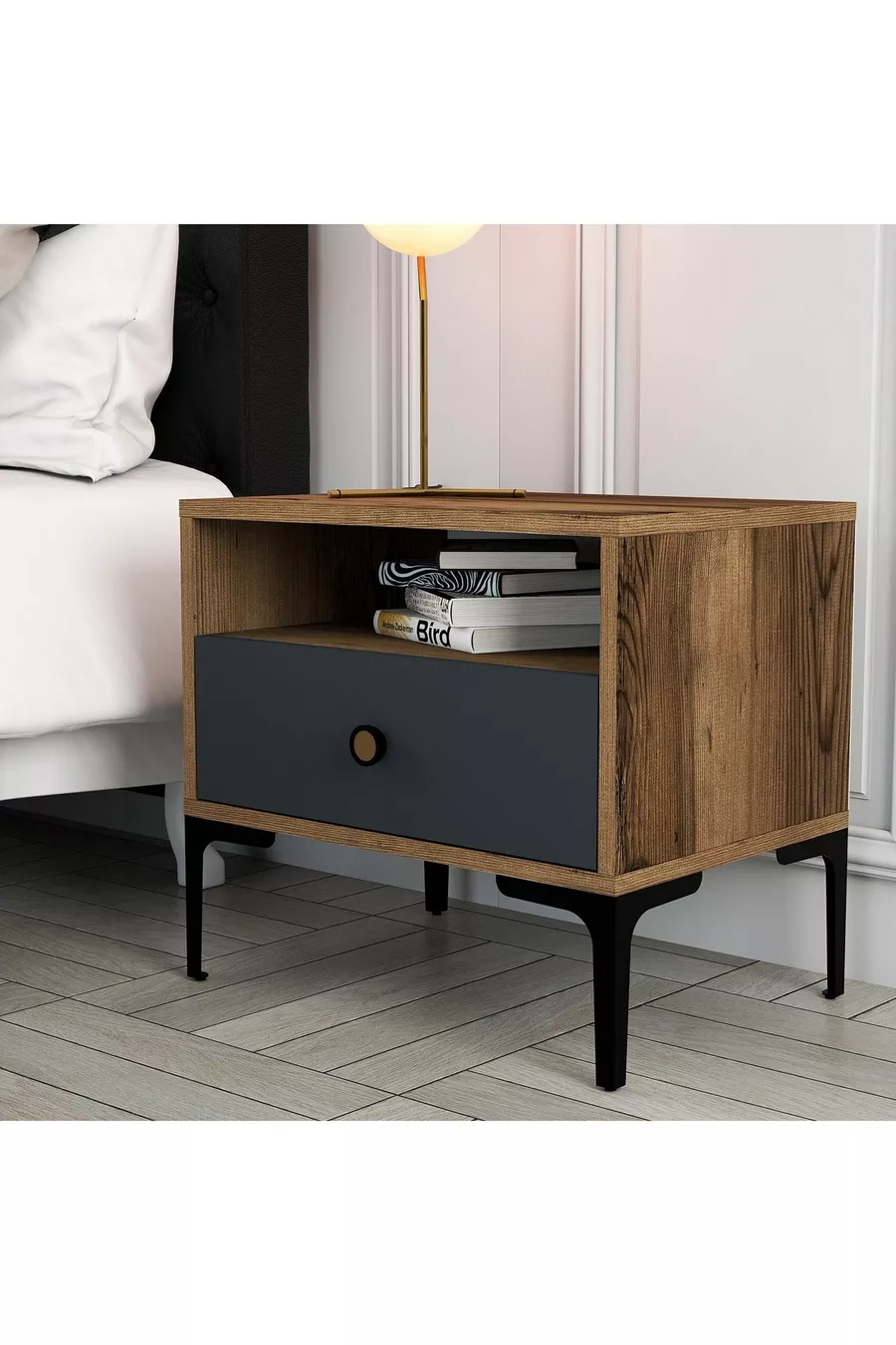 Commode Variant Lisbonne - Noyer / Anthracite