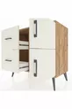 Commode Hyperion à une étagère, 2 tiroirs et 2 portes, pin-jaspe