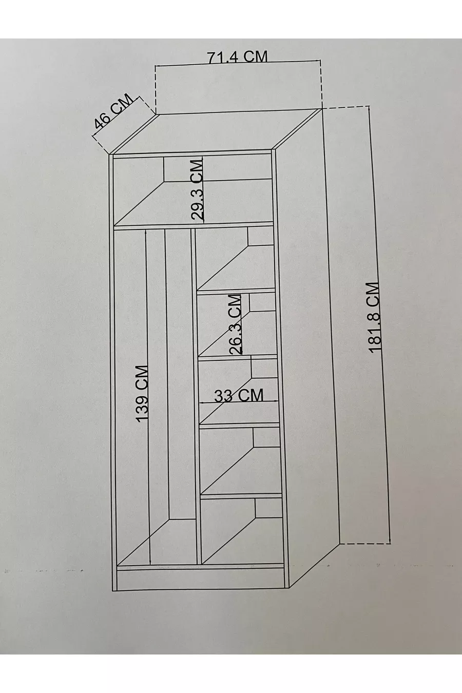 Armoire à vêtements avec 2 portes, étagères et penderie, pin Atlantique-Pierre de lune