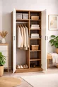 Armoire à vêtements avec 2 portes, étagères et penderie, pin Atlantique-Pierre de lune