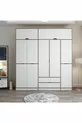 Armoire Elina à 5 portes avec penderie - Doré/Blanc
