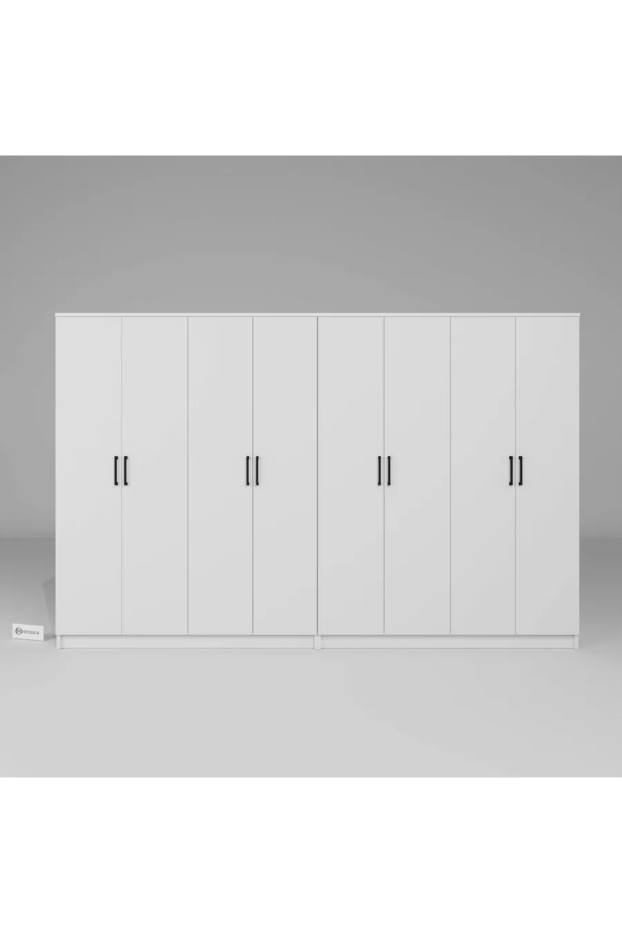 Armoire à vêtements Kardelen Série Mat Blanc 8 Portes  Étagères  cm - ensemble de garde-robe