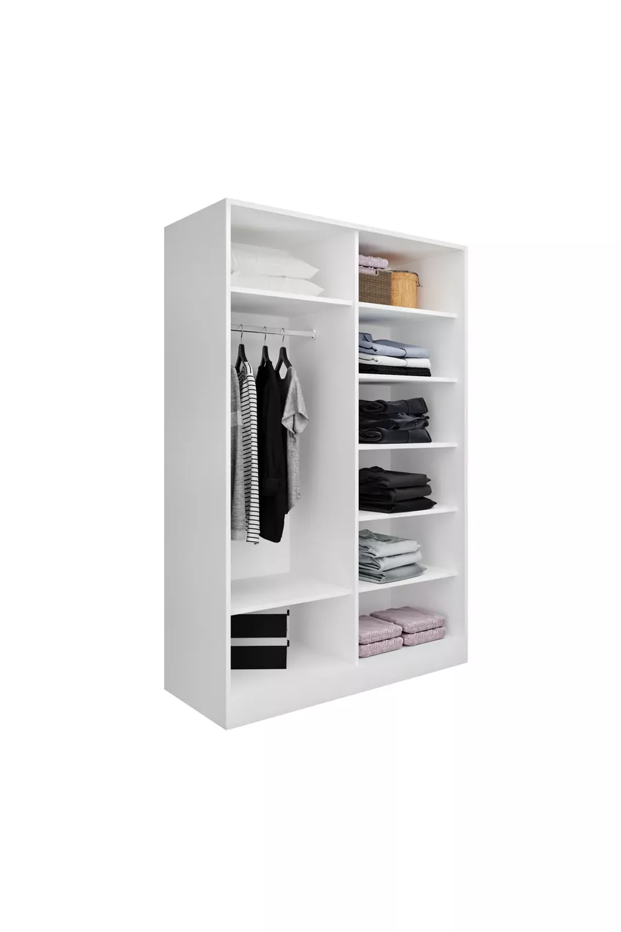 Armoire blanche Akasya à 4 portes et 9 compartiments