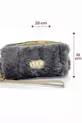 Housse polyvalente en peluche grise YUO – Lunettes, porte-stylo, trousse de maquillage, mini pochette