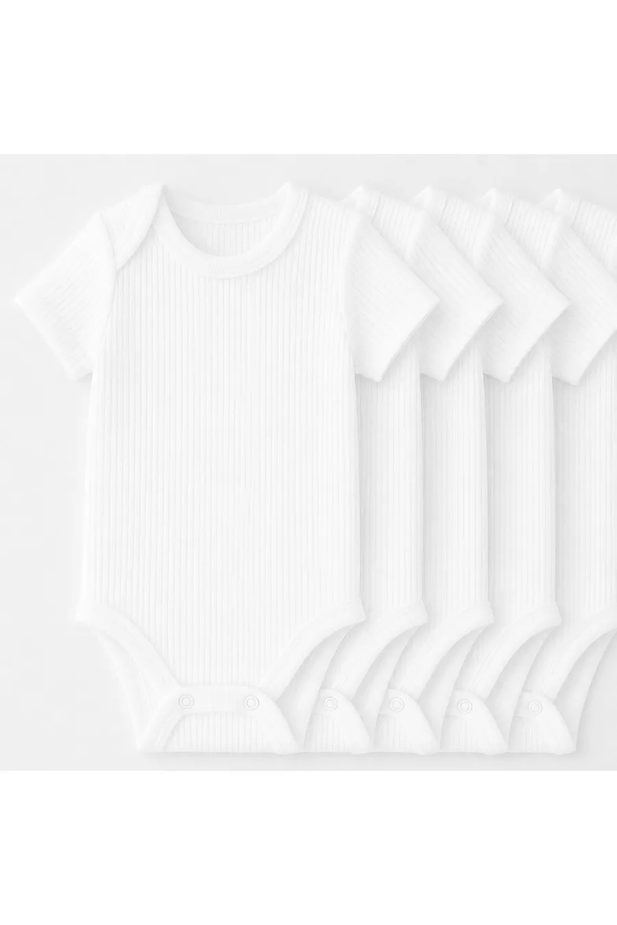 Body Bébé à Manches Courtes Blanc % Coton Organique, Lot de 5, NEUF