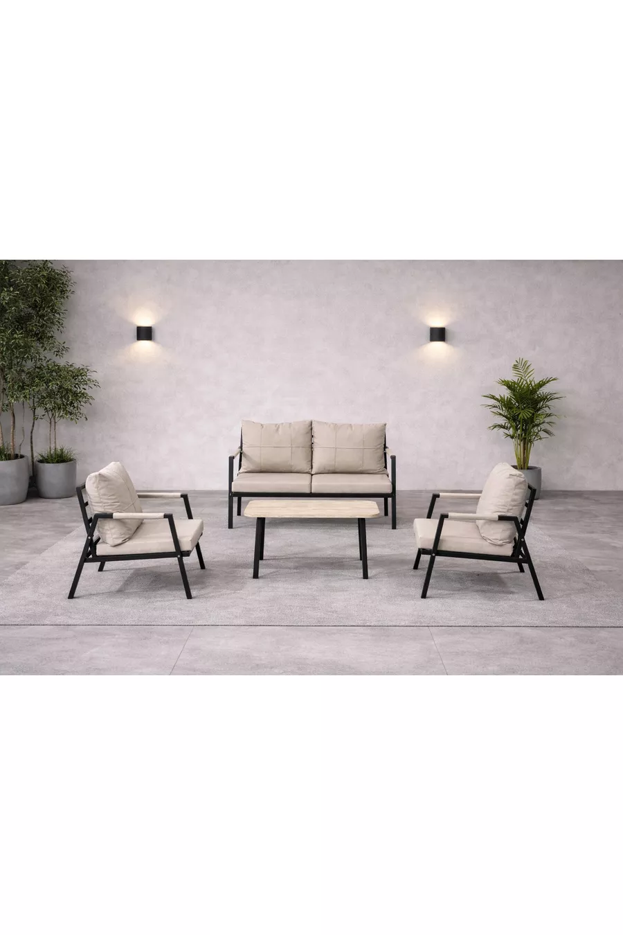 DREAM Balcon, Ensemble de Jardin, Café, Canapé en Métal, Ensemble de Canapés, Mobilier de Jardin, 2+1+1 avec table(s)